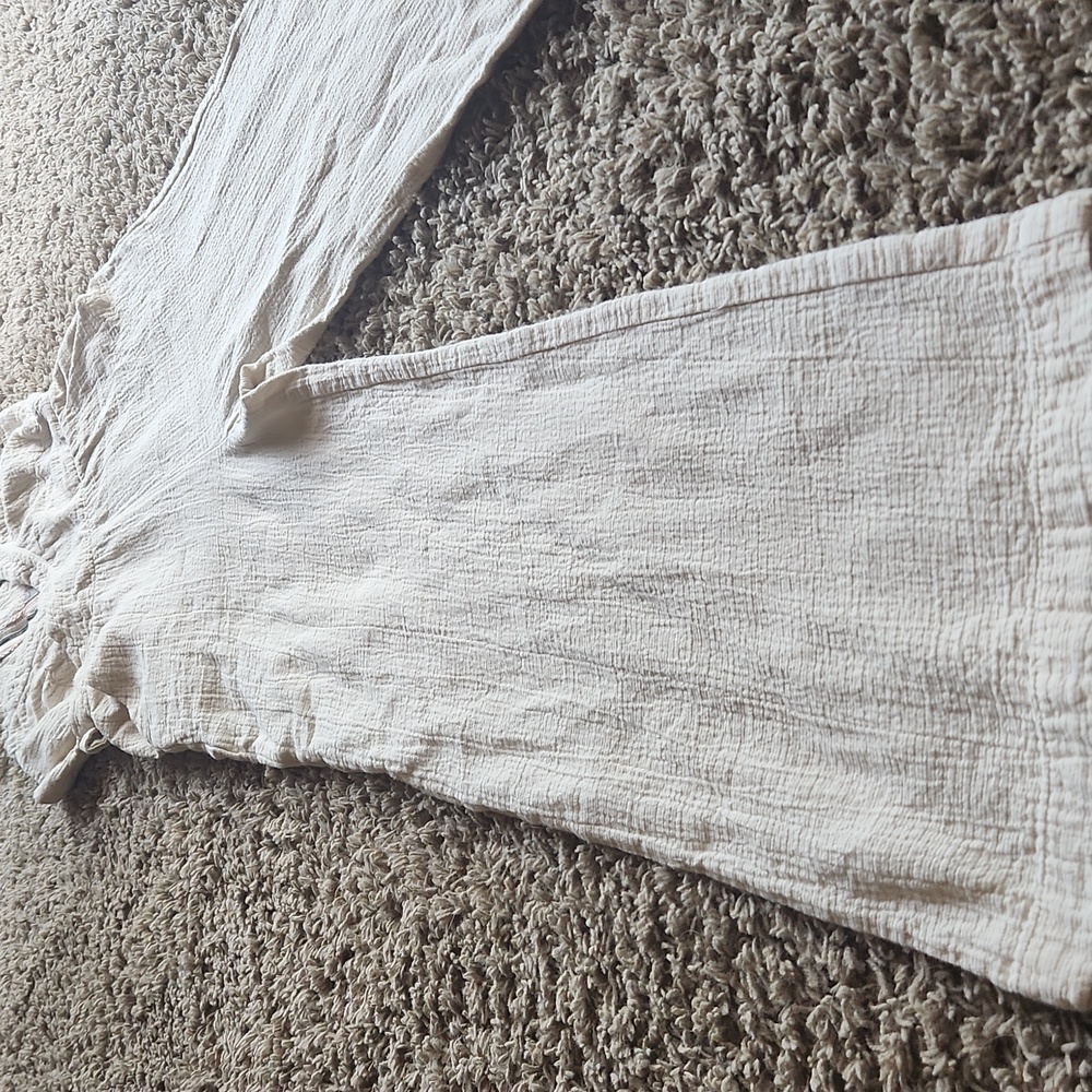 Anthropologie Cream Textured Jumpsuit Womans Size 4 - Picture 3 of 10